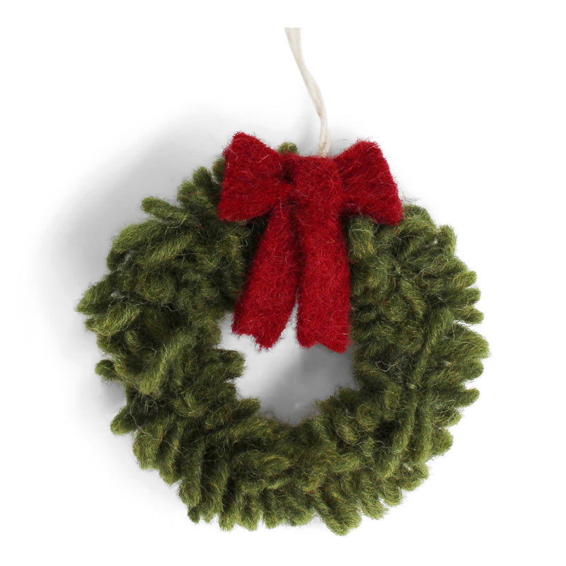 Felt Ornament: Mini Wreath with Red Bow