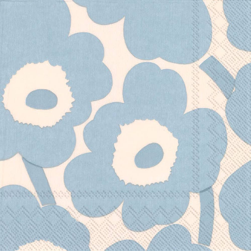 Paper Cocktail Napkins: Unikko Cream Light Blue