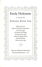 Emily Dickinson: A Talk by Edward Hyde Cox