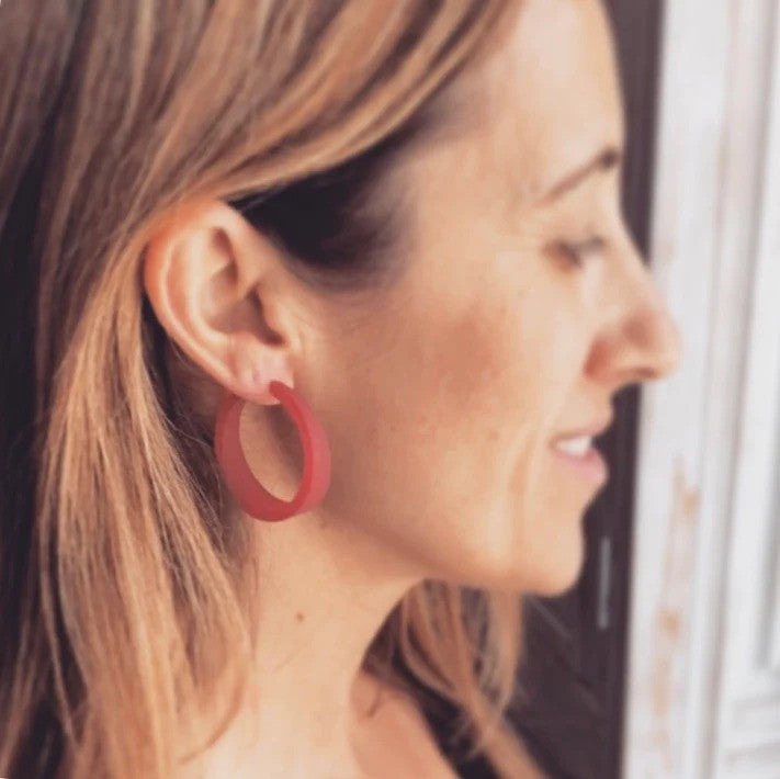 Emily Hoop Earrings: Teal Frosted