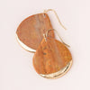 Stone Dipped Teardrop Earring: Petrified Wood with Gold